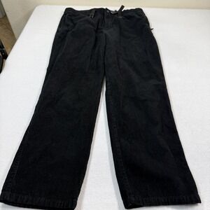 H&M Corduroy Pants Men Large Black Relaxed‎ Fit Belted Trousers 40x30